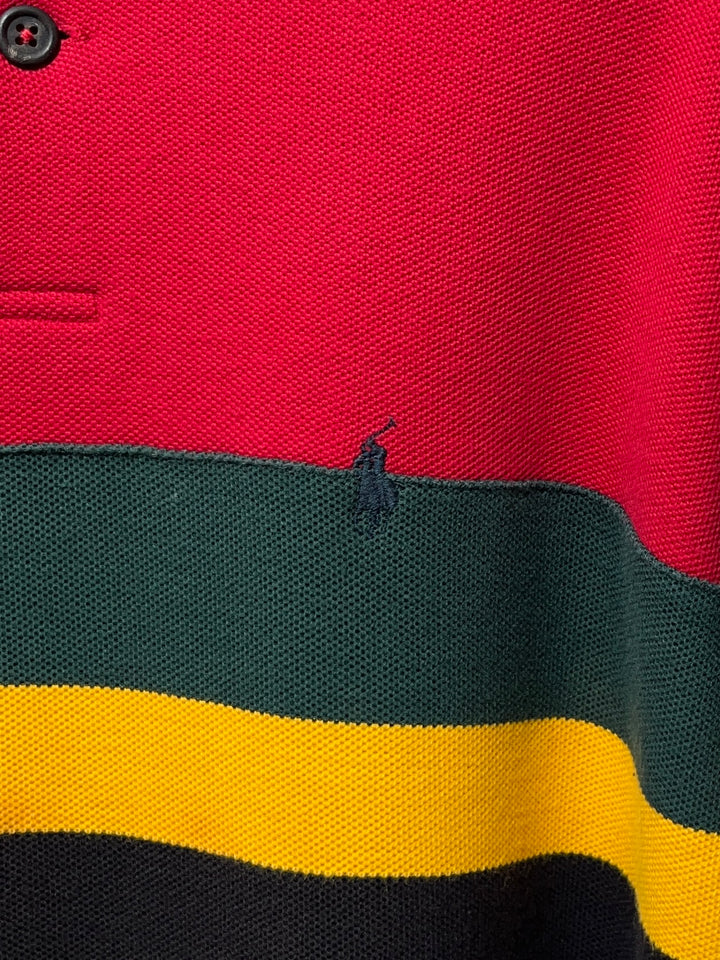 1990s "Polo by Ralph Lauren" rasta stripe rugby shirt