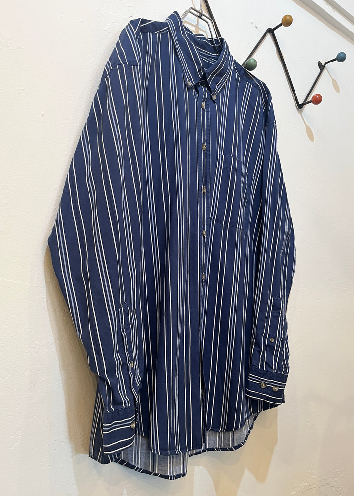 1990s "TOWN CRAFT" navy stripe B.D shirt