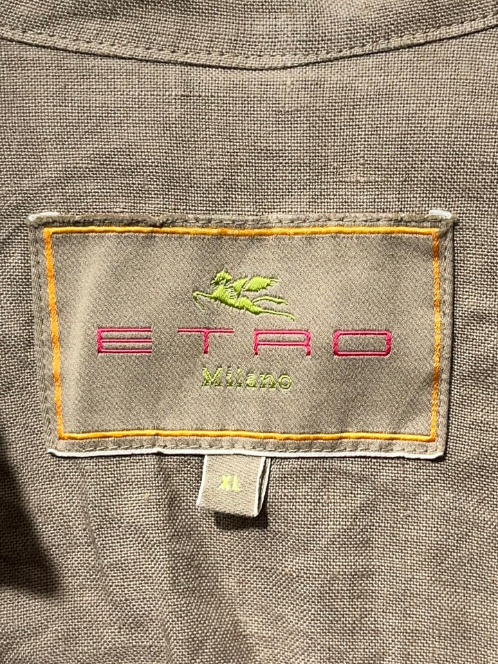 2000s ITALY made "ETRO" beige linen safari jacket