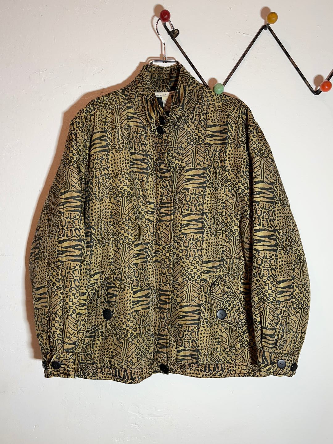 1990s feline pattern padded jacket