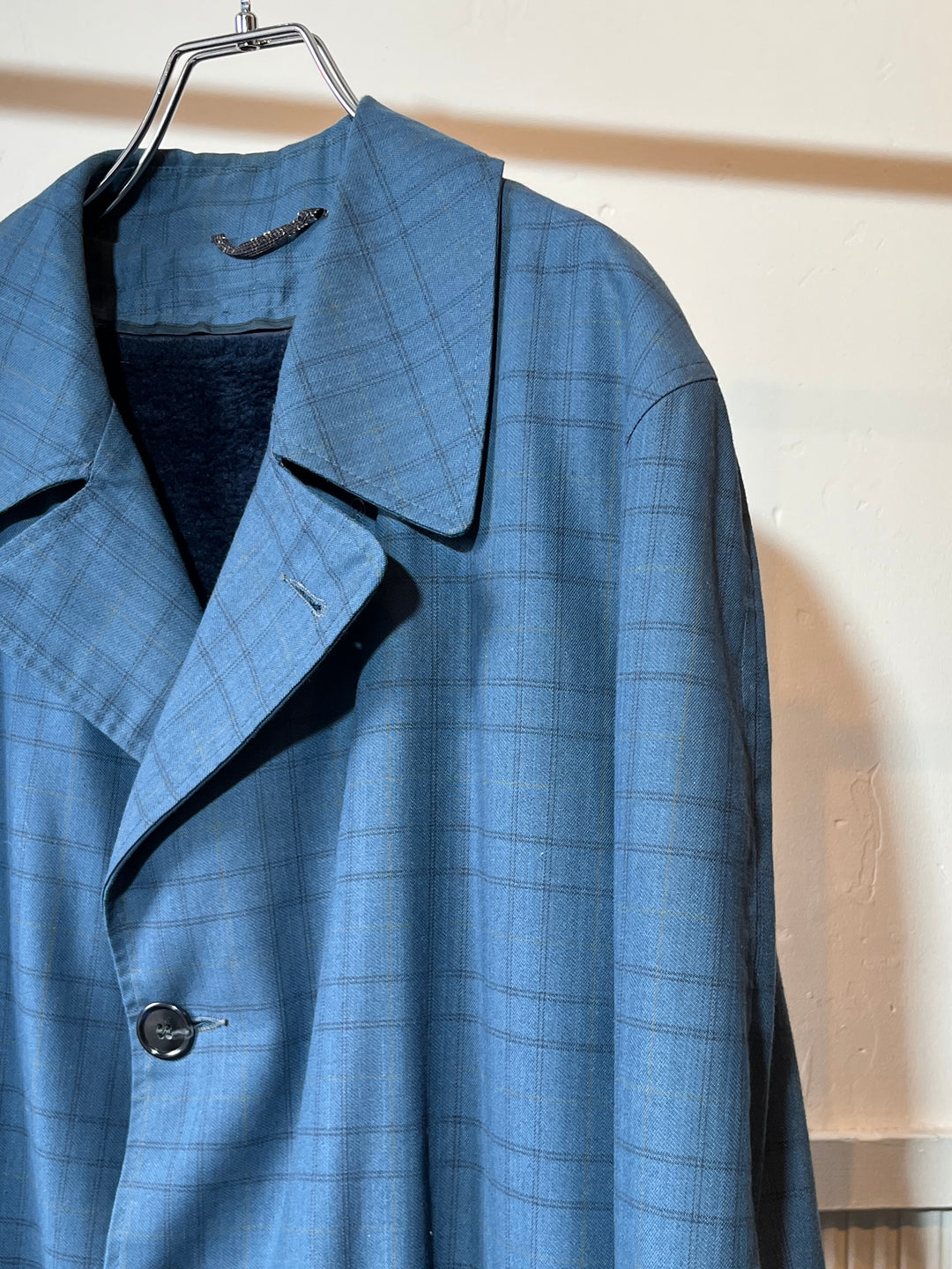 1960s "Sears" steel blue windowpane balmacaan coat