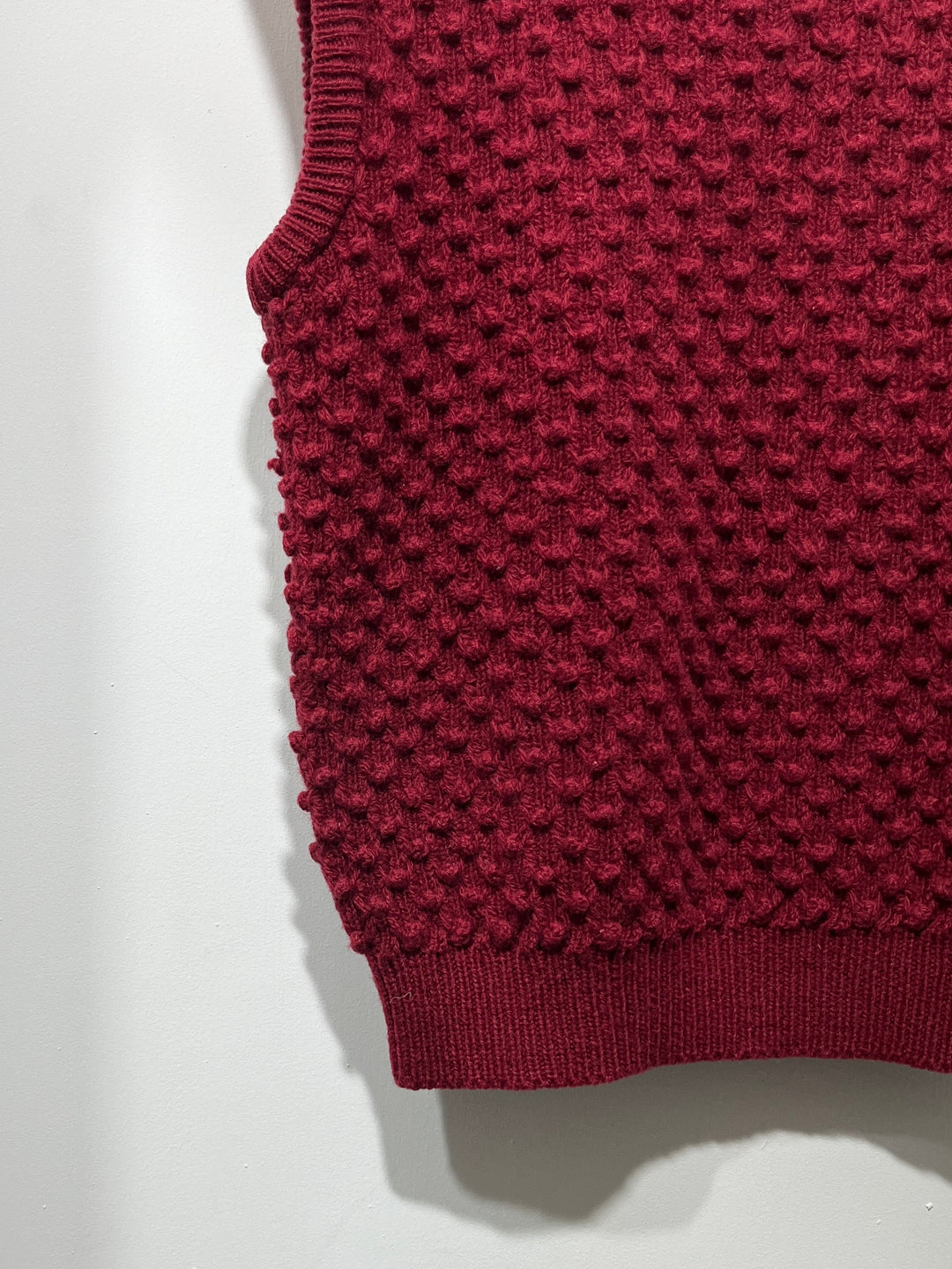 1970s burgundy chunky popcorn knit vest