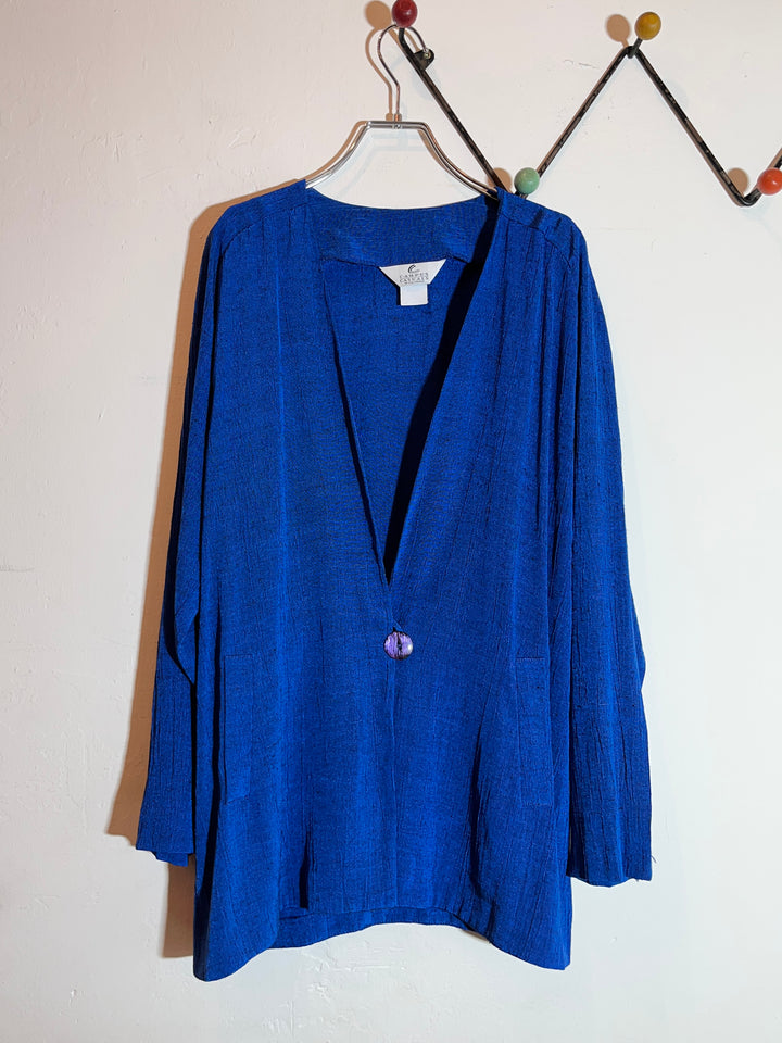 1980s deep blue wrinkled design light jacket
