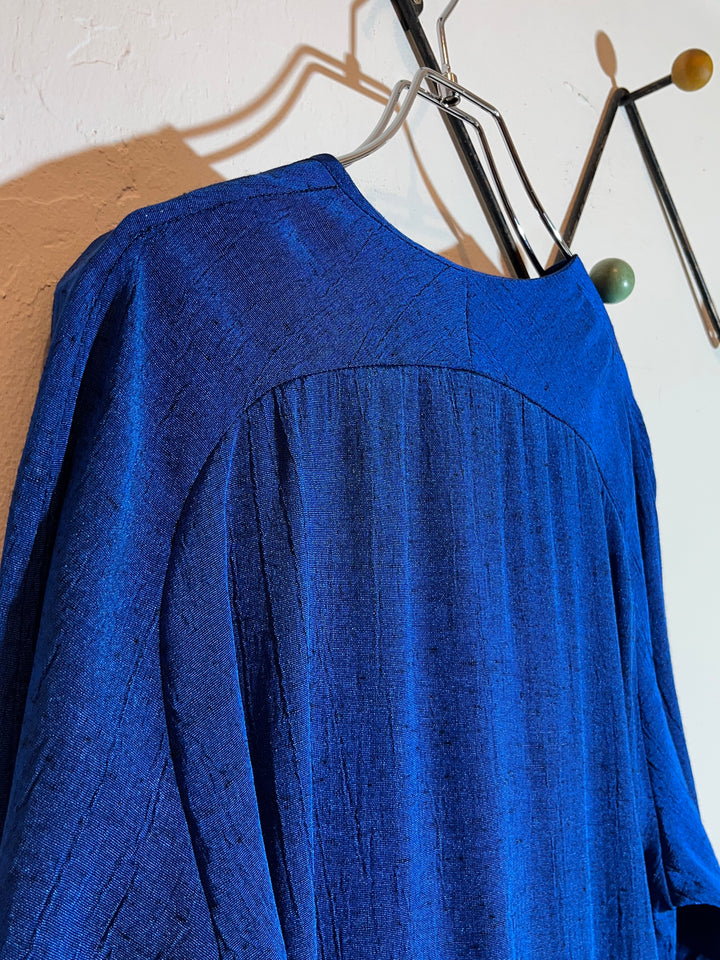 1980s deep blue wrinkled design light jacket