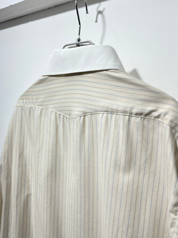 1990-00s USA made striped white collar pullover shirt