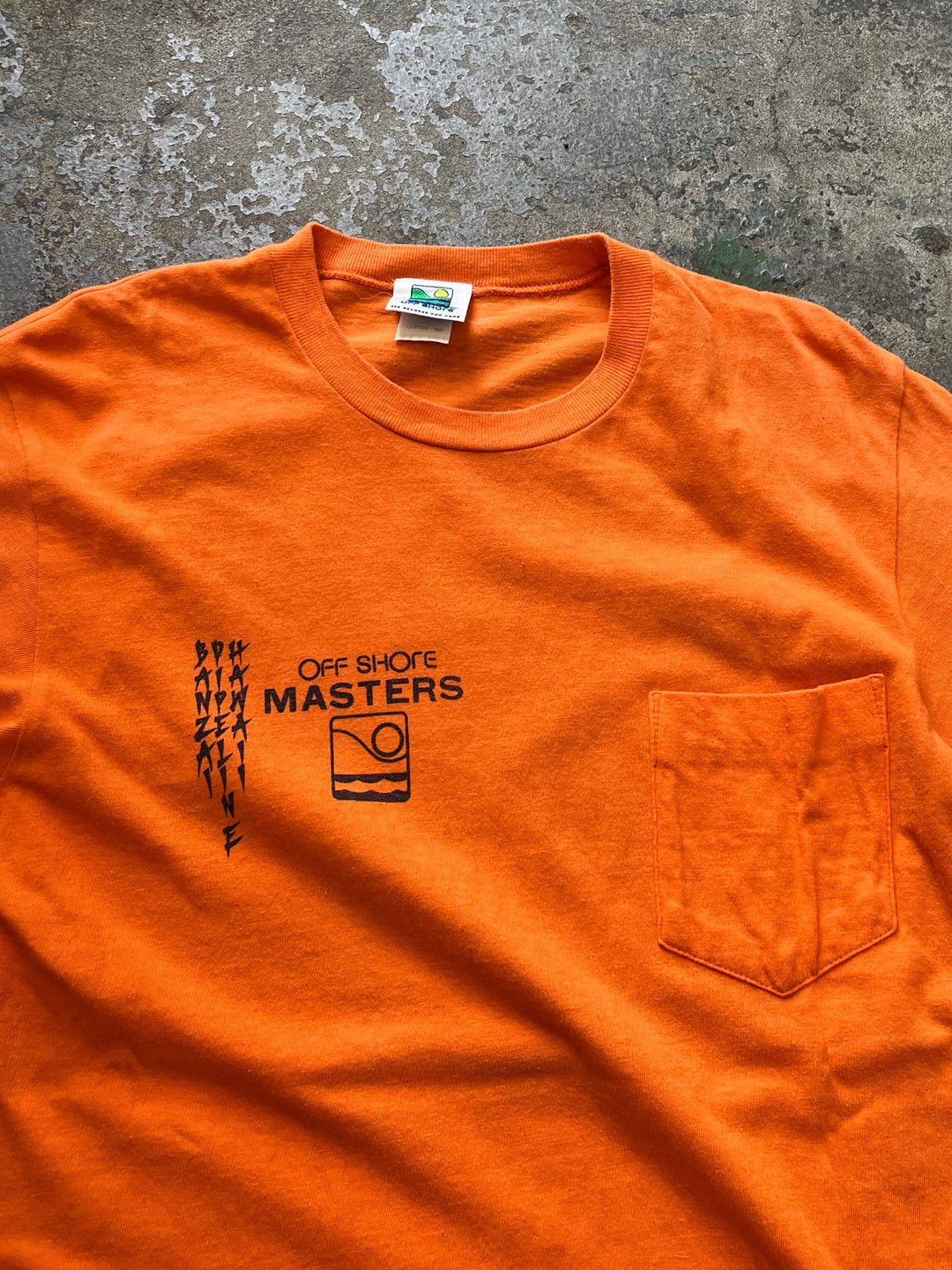 1990s "OFF SHORE" graphic pocket T-shirt