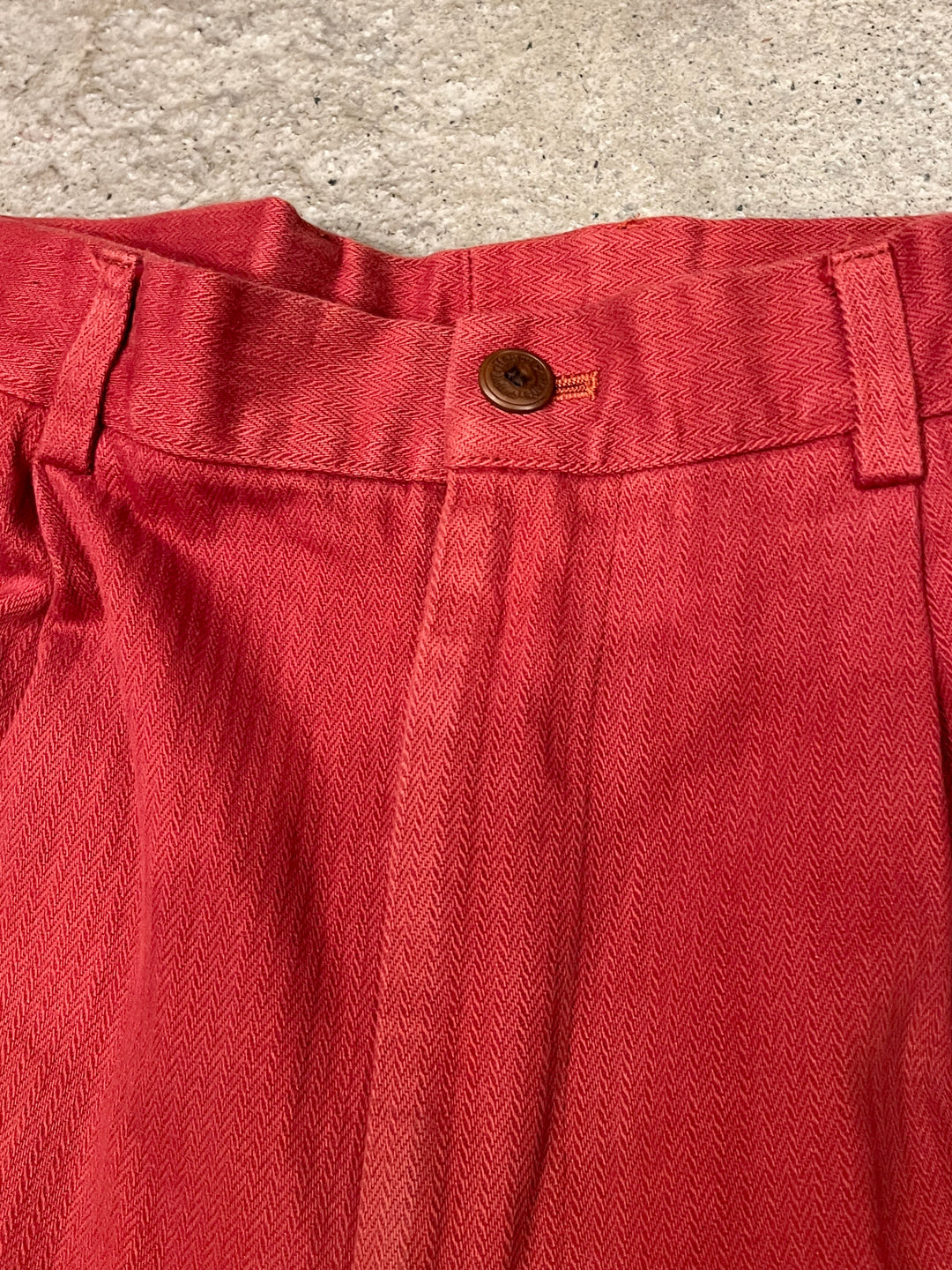 1980-90s vermilion color herringbone pants