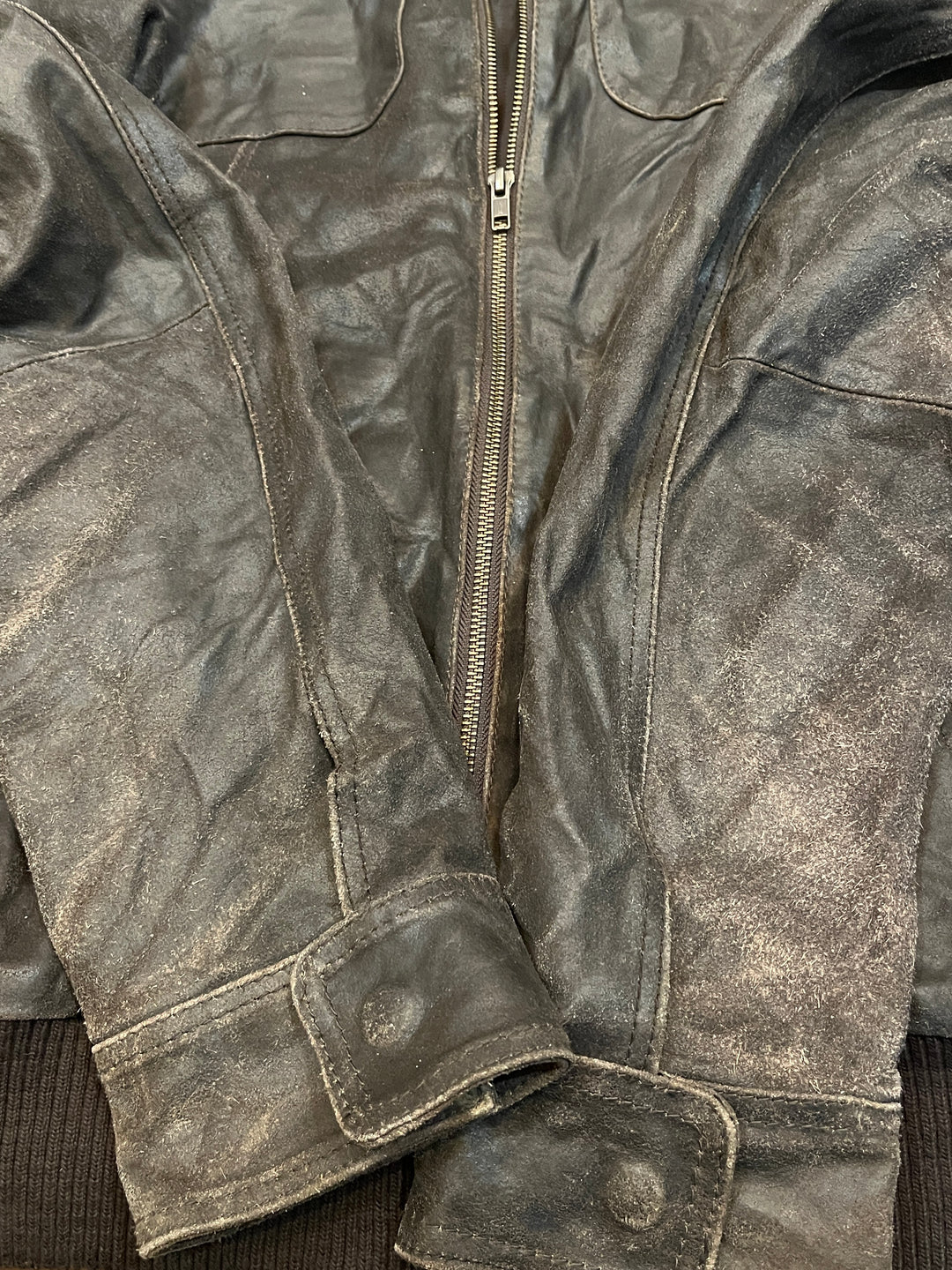 1990-00s good aging black leather blouson