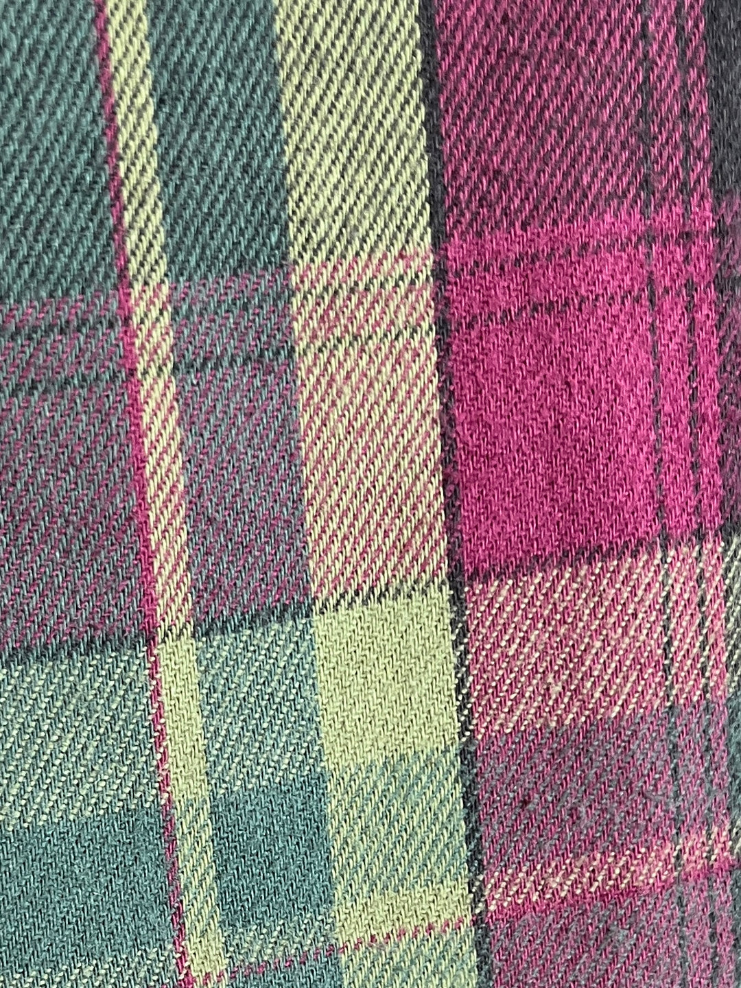 1990s "FIVE BROTHER" deep green × purple checkered flannel shirt