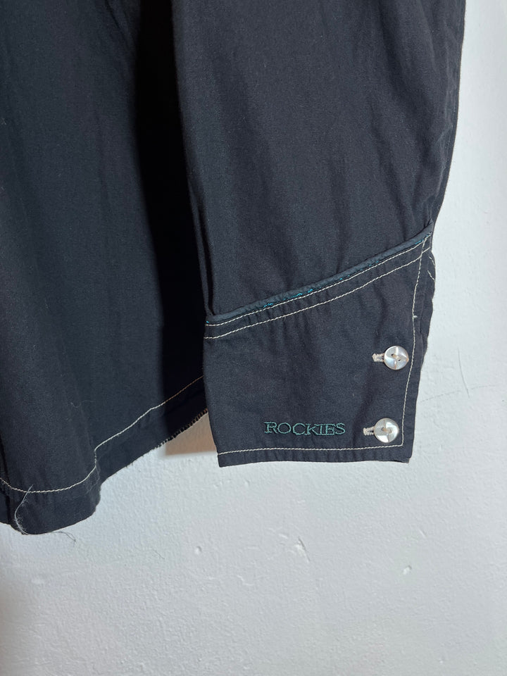 1990s black embroidered western shirt