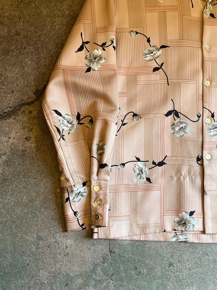 1970s all-over pattern open collar shirt