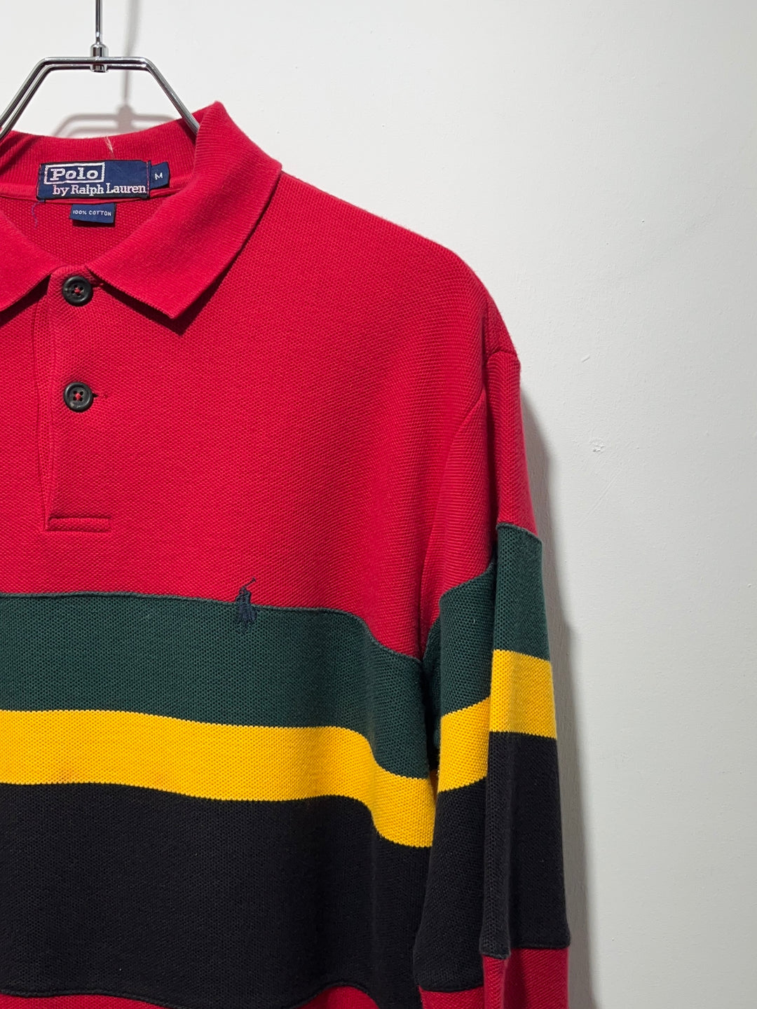 1990s "Polo by Ralph Lauren" rasta stripe rugby shirt