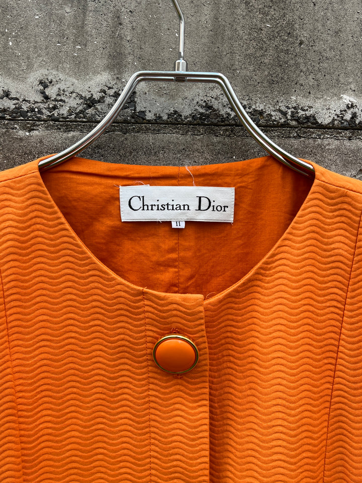 1980-90s "Christian Dior" vivid orange peplum design s/s jacket