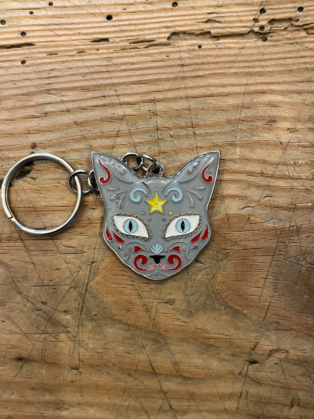 Calavera cat face keychain