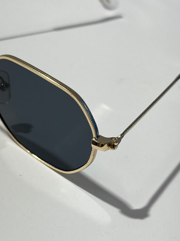 1990s dead stock octagon sunglasses gold × black