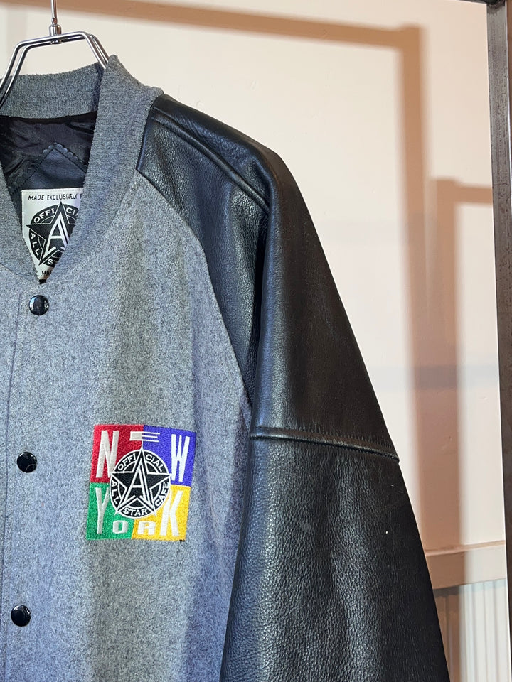 1990s USA made "ALL STAR CAFE" official leather × melton varsity jacket
