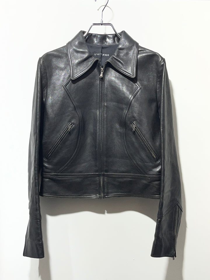 1990-00s black cropped leather jacket