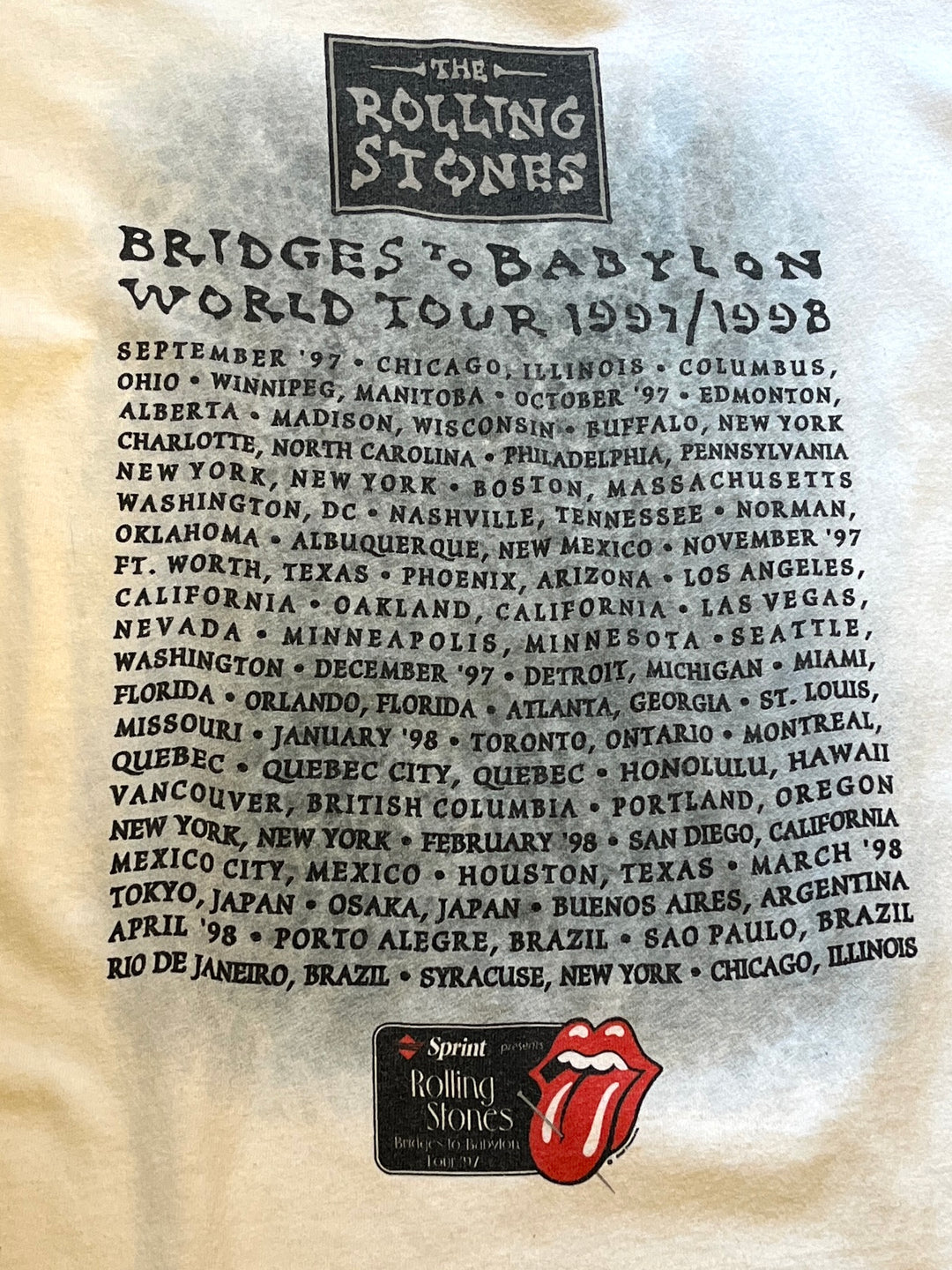 1990s "The Rolling Stones" 97-98' tour T-shirt