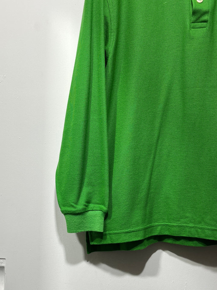 1990s "MISSONI" lime green embroidered collar L/S polo