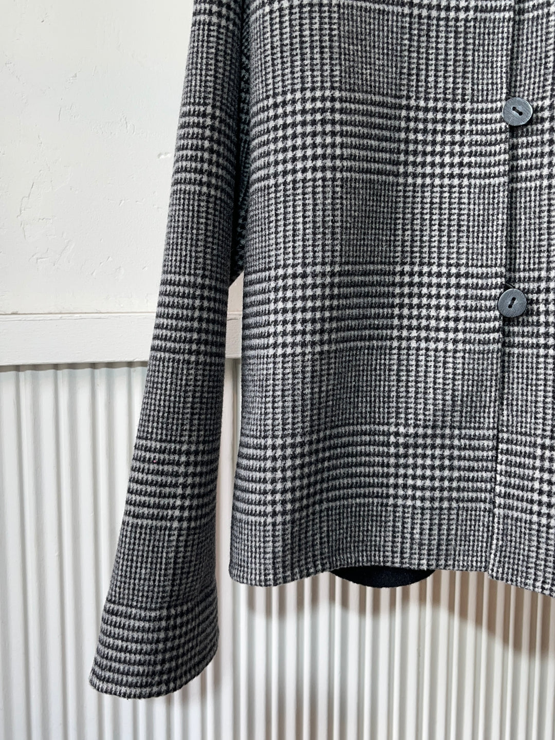 1990s "L.L.Bean" glen check collarless reversible jacket