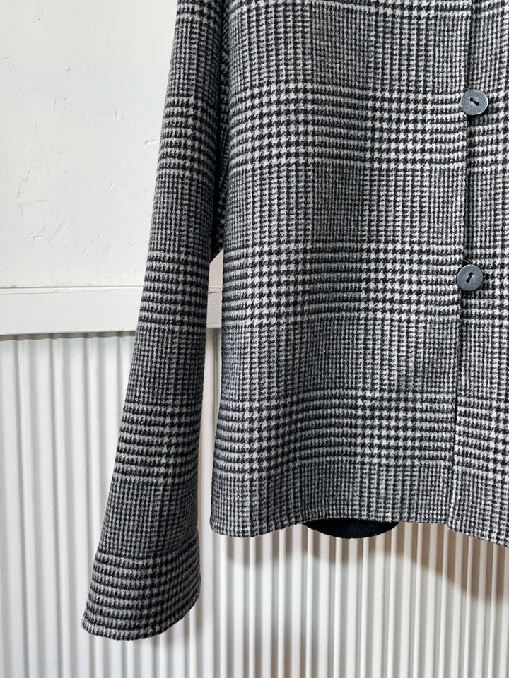 1990s "L.L.Bean" glen check collarless reversible jacket