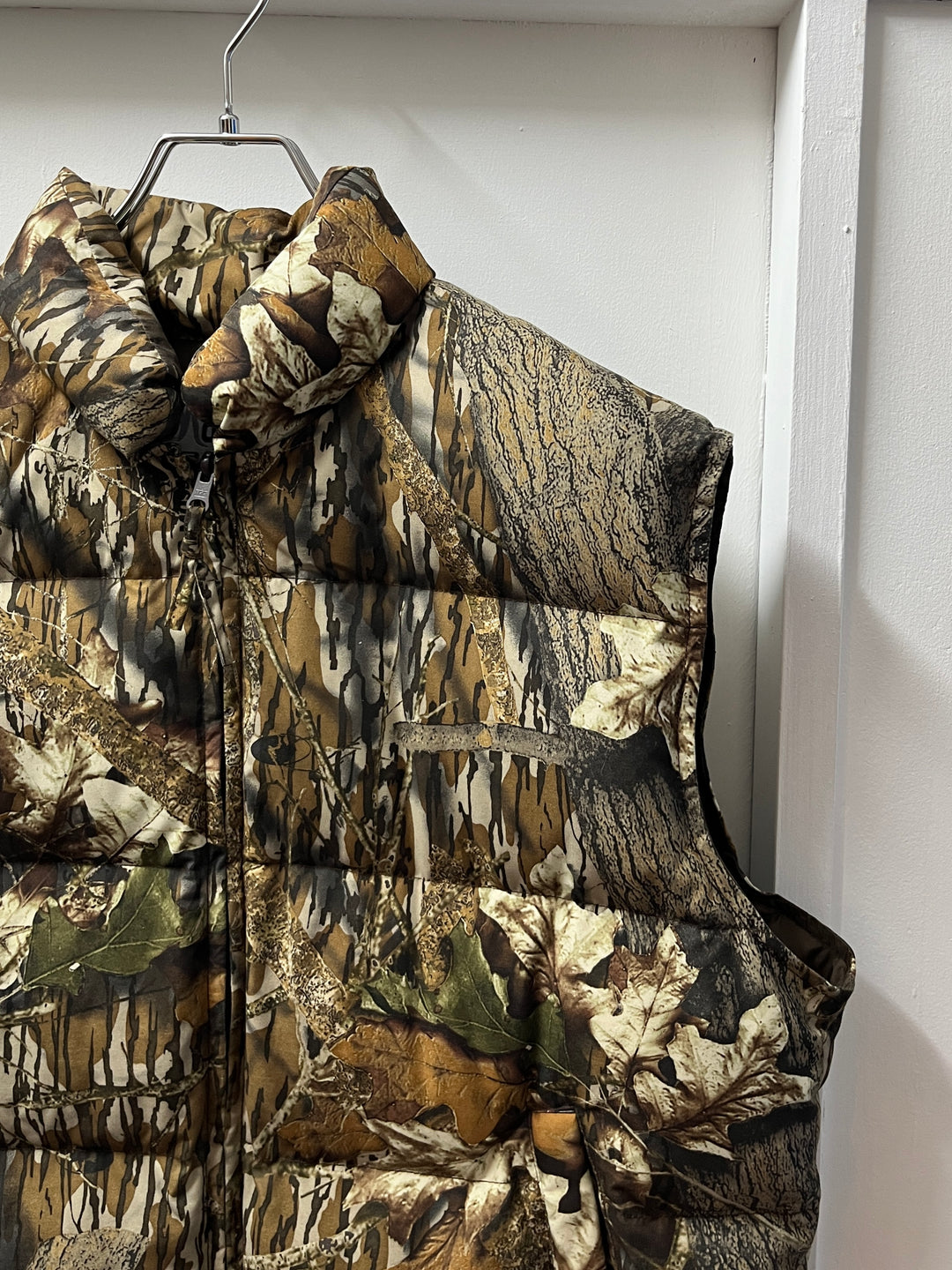 1990-00s real tree camouflage pattern double face down vest