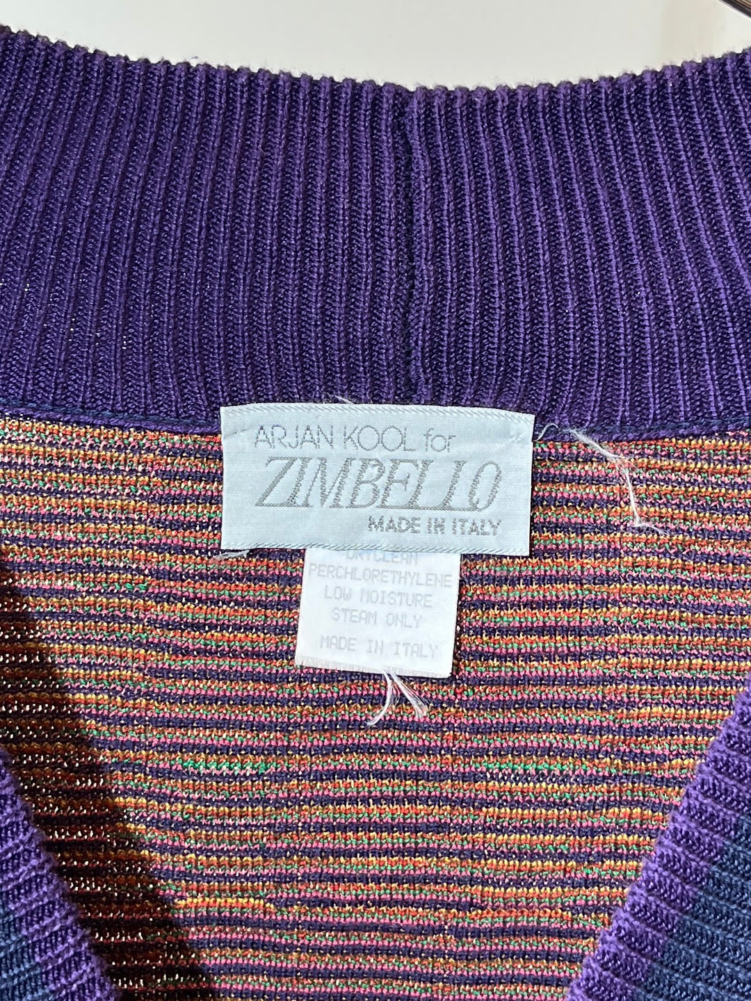 1980-90s ITALY made abstract placket V-neck knit