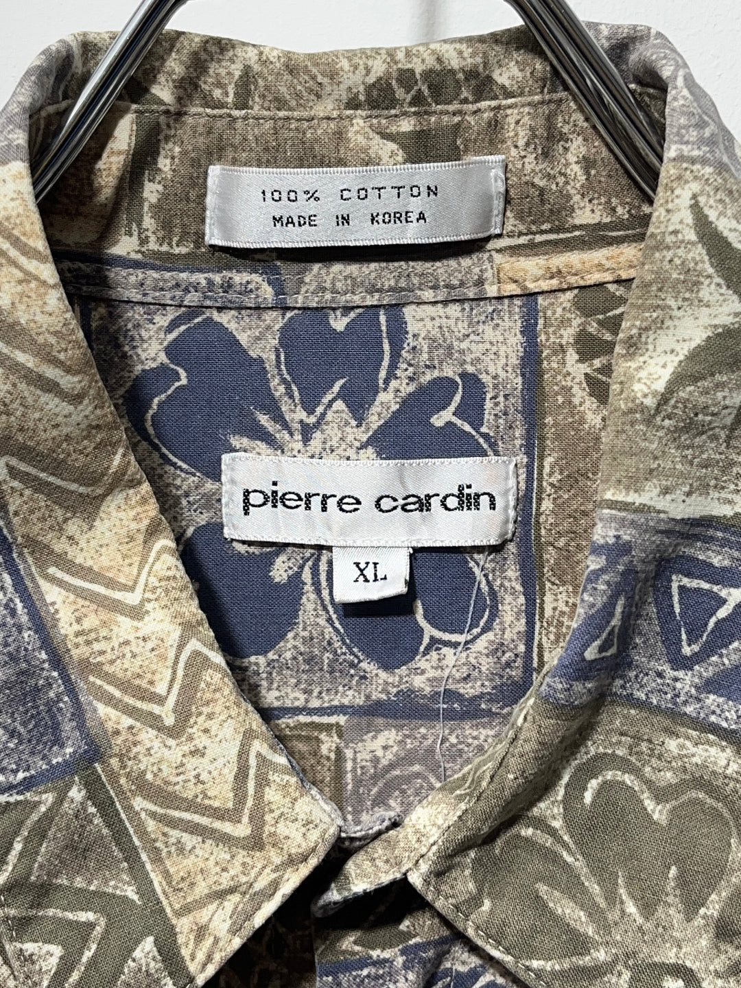 1990s "pierre cardin" tropical tile pattern s/s shirt