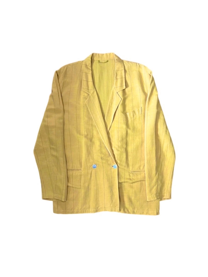 double breasted 1 button linen tailored jacket