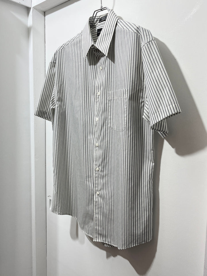 1990-00s gray stripes s/s shirt
