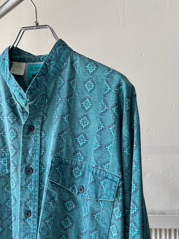 1980-90s all-over native pattern stand collar shirt