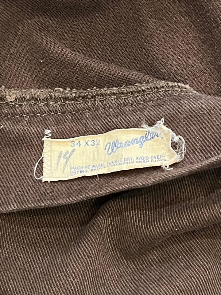 1970s USA made "Wrangler" chocolate brown bootcut pants 34×32