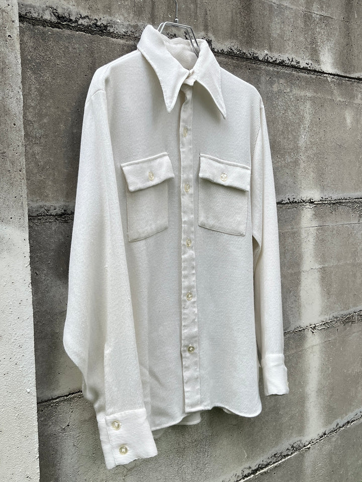 1960-70s "mach ll by Arrow" all white ribbed textured rayon shirt