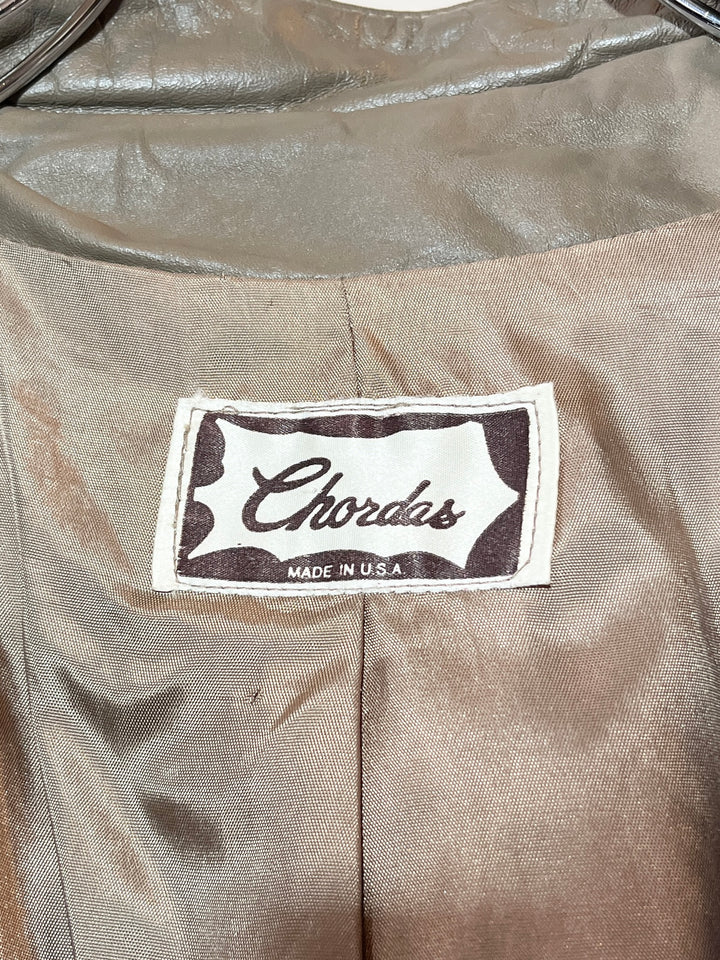 1980s USA made gray × beige panel leather jacket