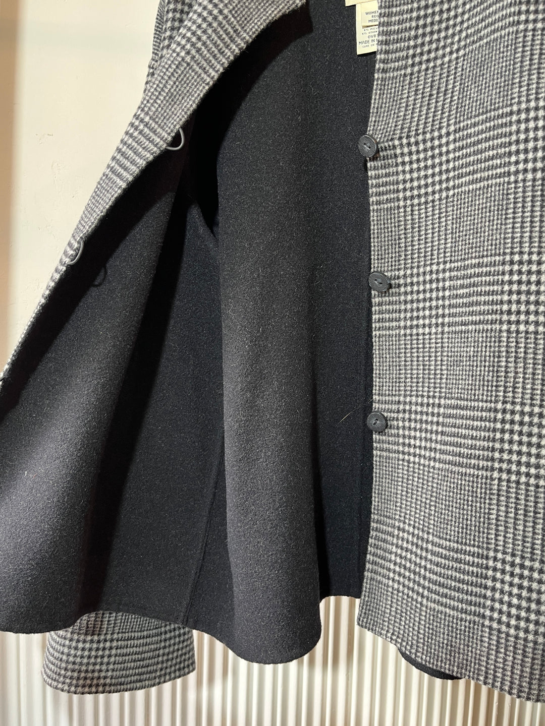 1990s "L.L.Bean" glen check collarless reversible jacket