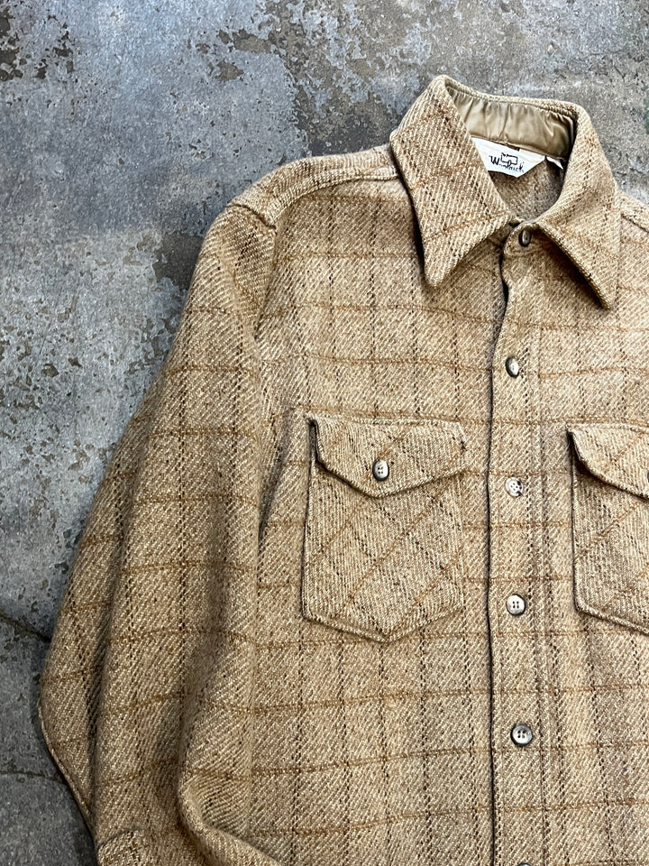 1970s "Woolrich" brown beige check wool shirt