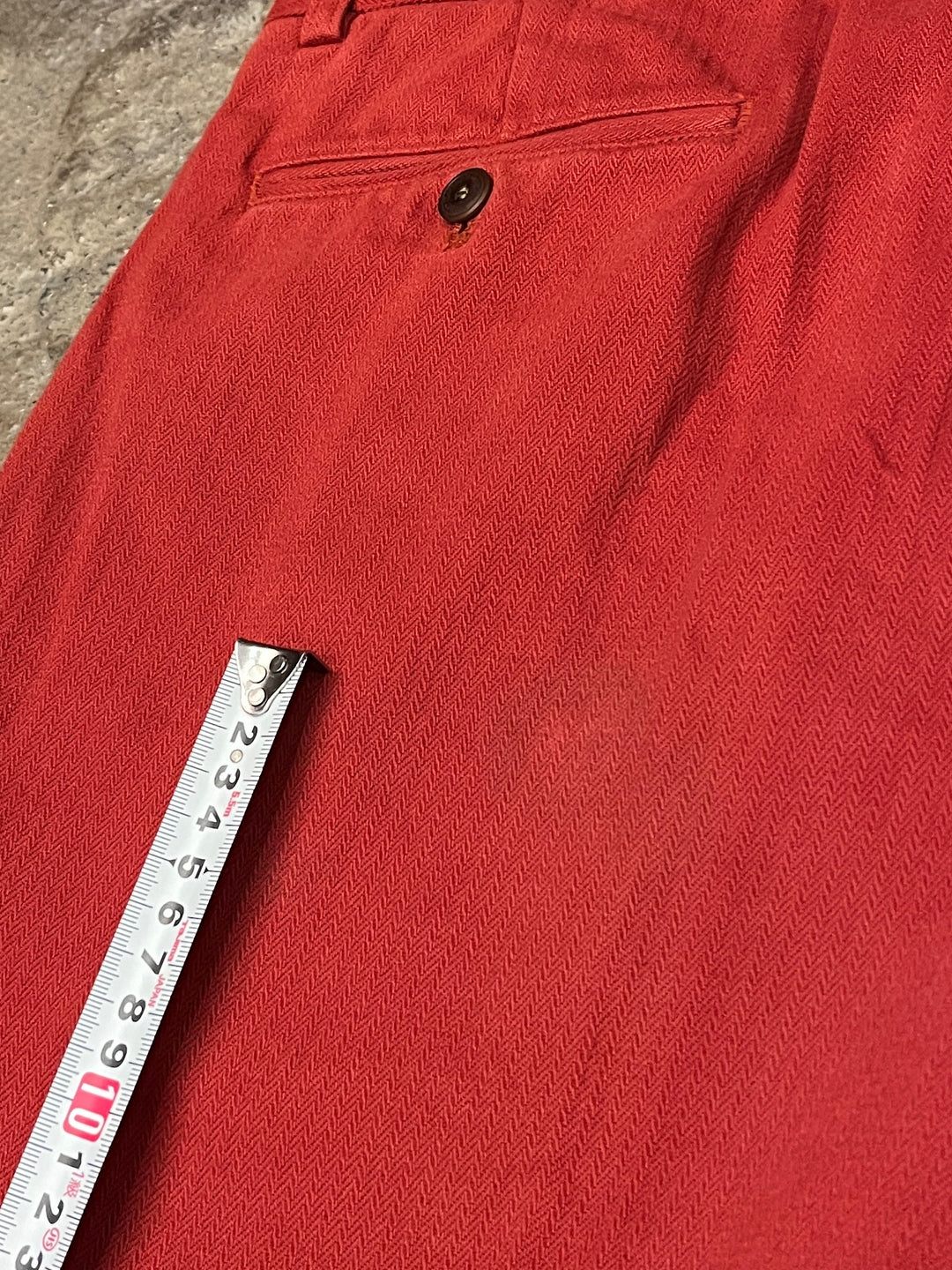 1980-90s vermilion color herringbone pants