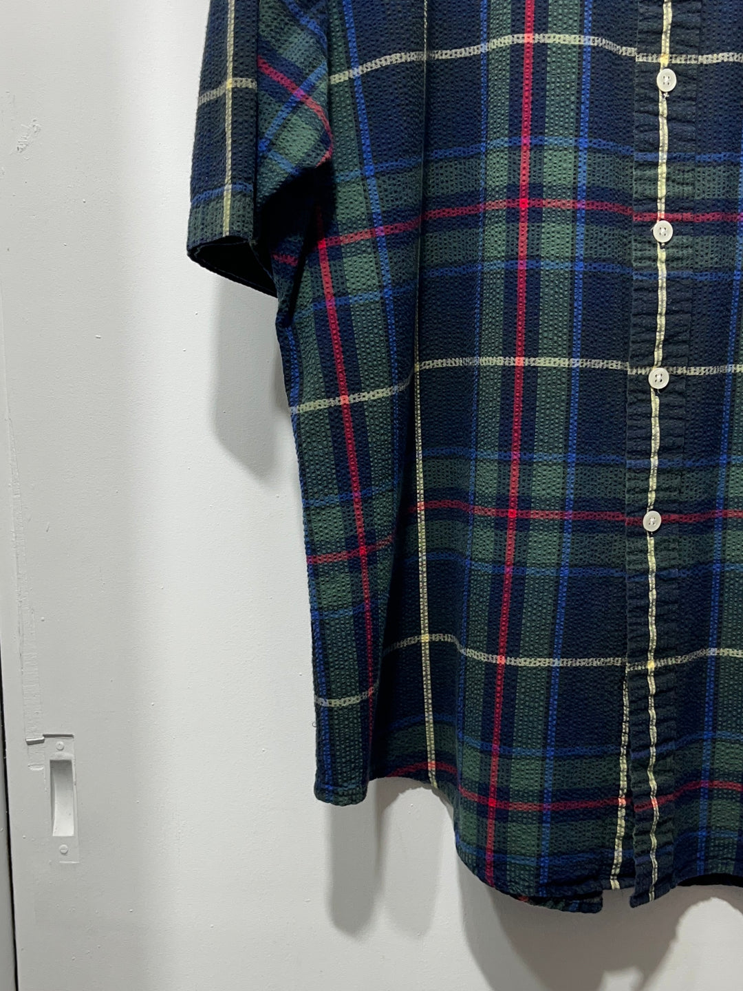 1990s "LANDS' END" checkered seersucker s/s shirt