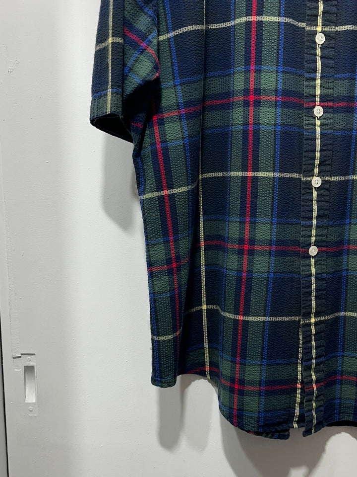 1990s "LANDS' END" checkered seersucker s/s shirt