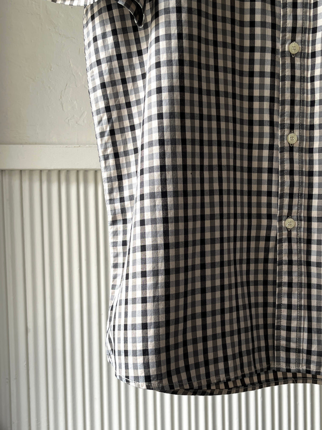 1990s "YVES SAINT LAURENT" gingham check s/s shirt