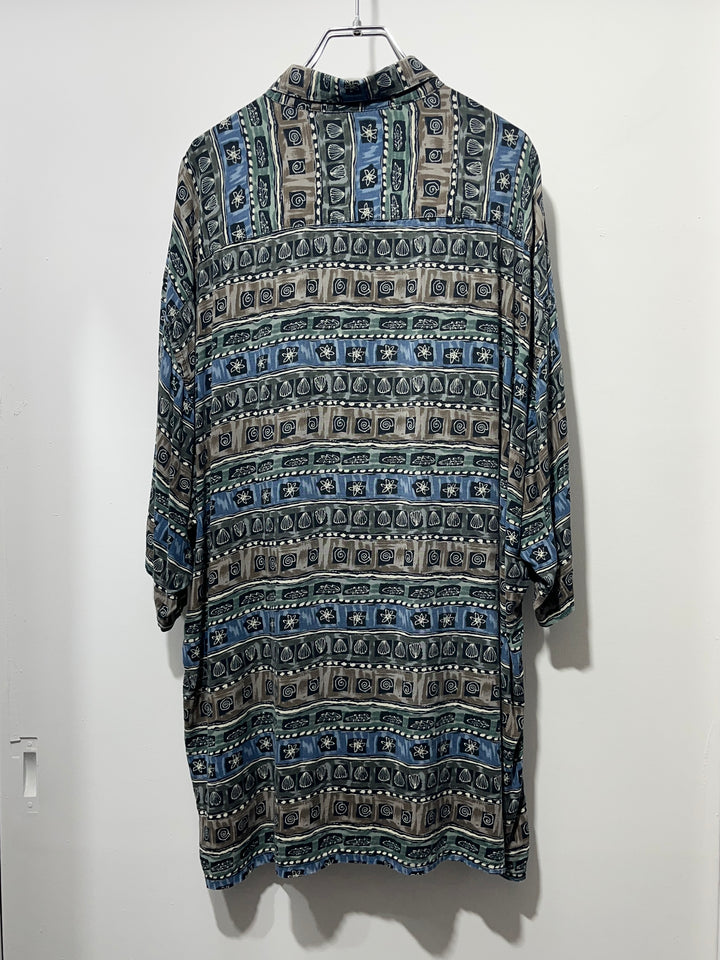 1990s "pierre cardin" shell art pattern s/s shirt