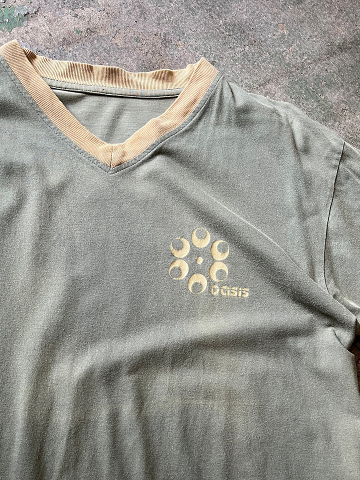 2000s "Oasis" V-neck ringer T-shirt
