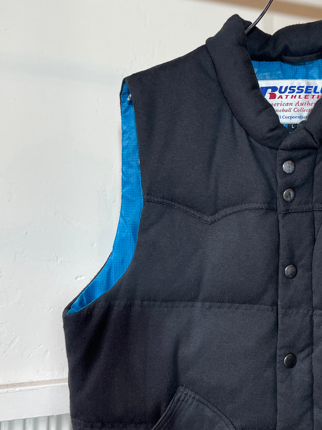 1990-00s "Russell Athletic" electric blue lining insulated vest