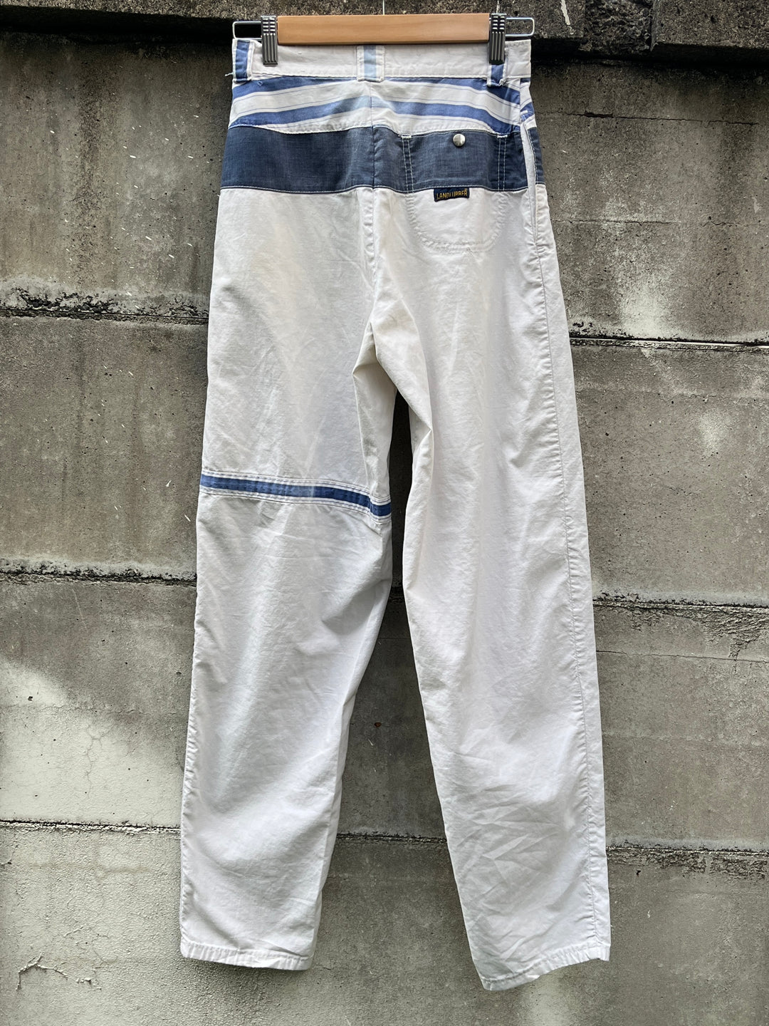 1970s marine stripe patchwork design pants