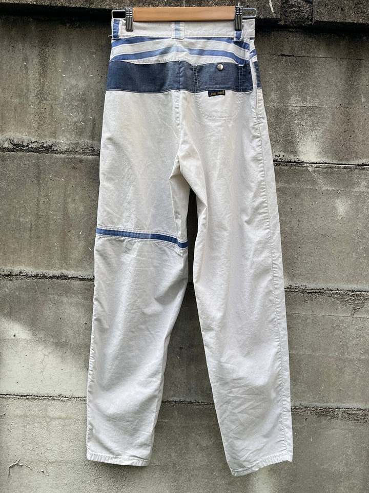 1970s marine stripe patchwork design pants