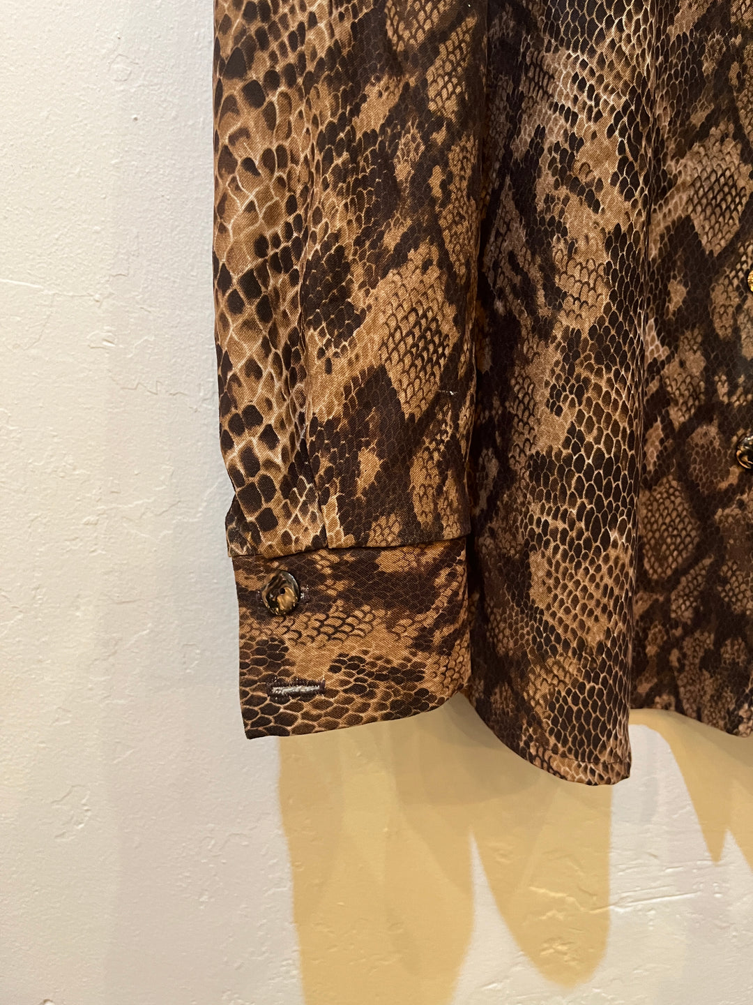 1990s python pattern open collar shirt