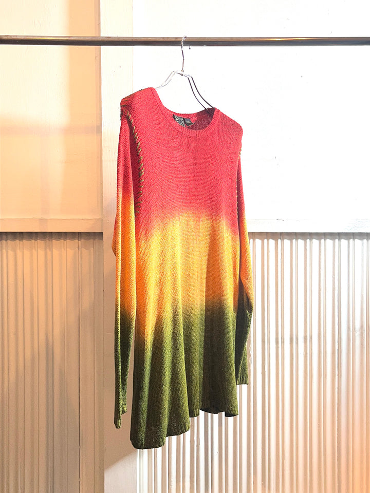1990s rasta color gradient rayon knit