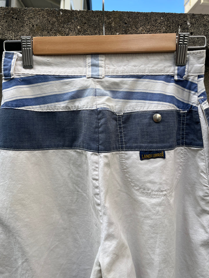 1970s marine stripe patchwork design pants