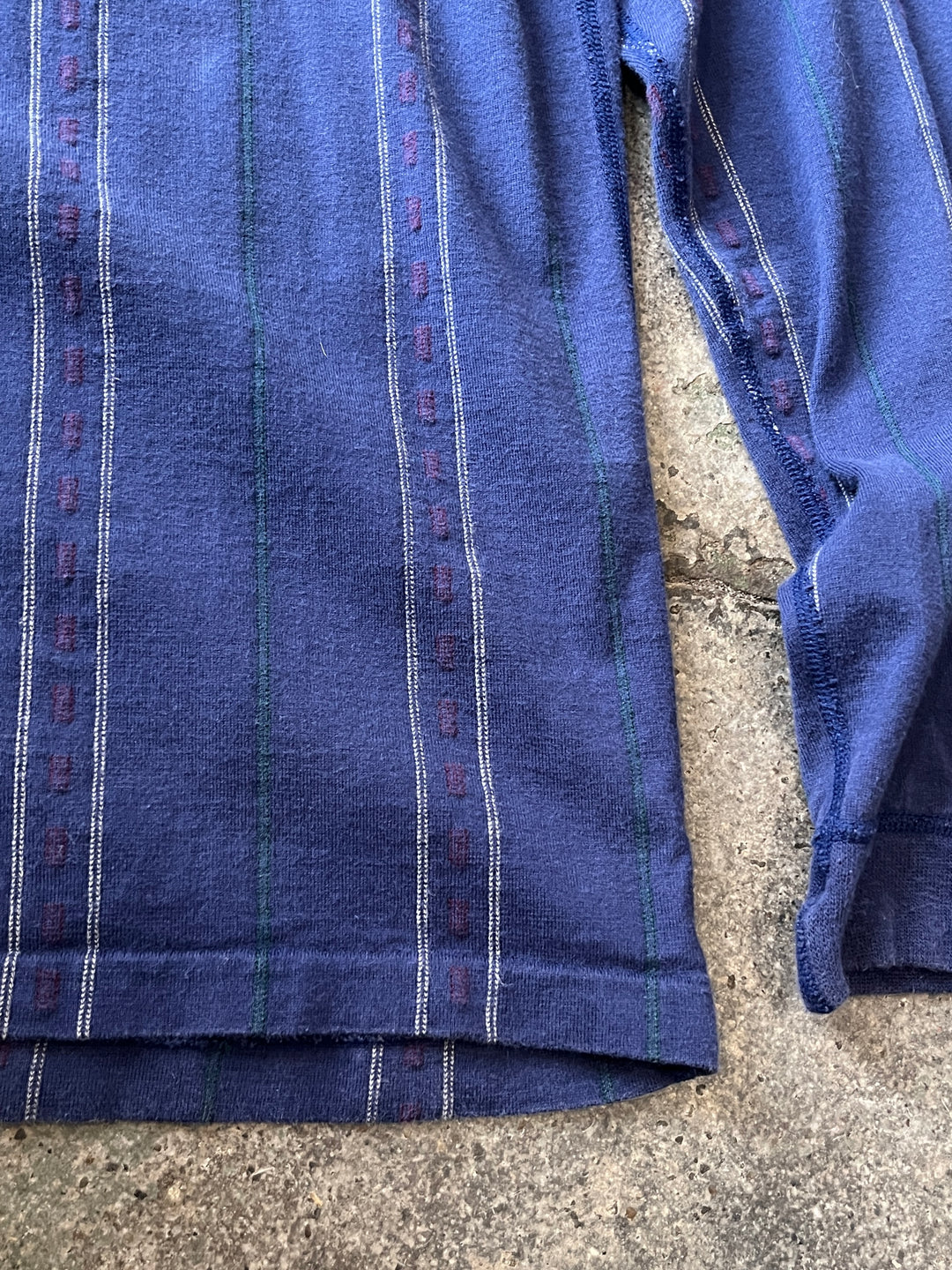 1980-90s USA made "Eddie Bauer" stripe henry neck L/S T-shirt