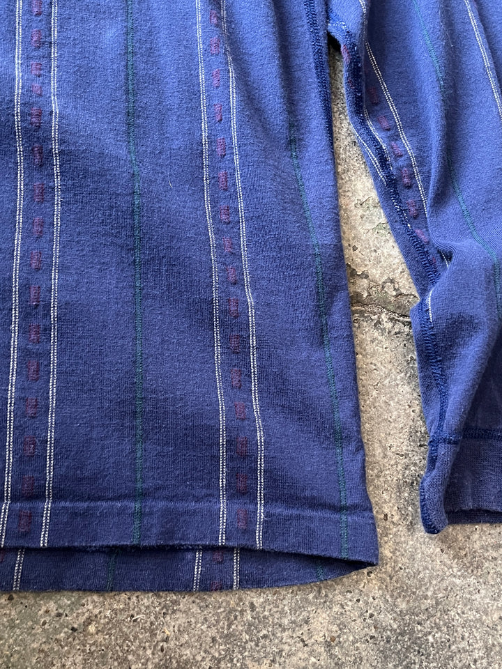 1980-90s USA made "Eddie Bauer" stripe henry neck L/S T-shirt